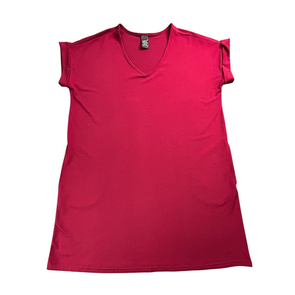 Lildy Top Womens Size S-M Burgundy Cuffed S/S Comfort Stretch Pocket Shirt Tunic - Picture 6 of 8